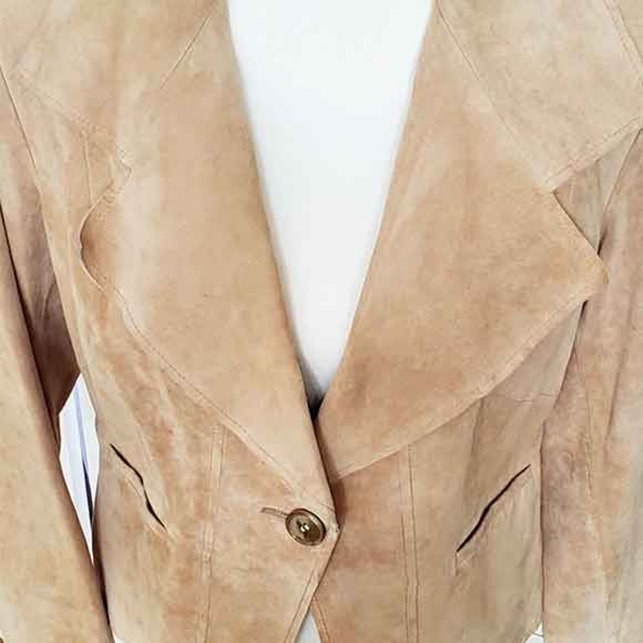 Ann Klein Tan Suede, One Button Blazer-sizeLP-preowned - Picture 5 of 10